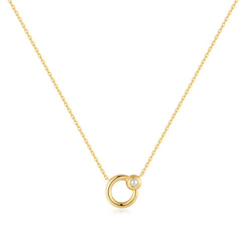 Gold Hoop Freshwater Pearl Necklace